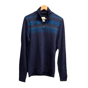 We Norwegians Navy 1/4 Zip Merino Wool Cotton Blend‎ Men's Sweater Size Large